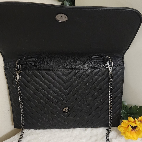 Black Studded Crossbody Bag with Chain Strap - Picture 4 of 8